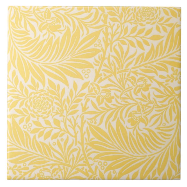 William Morris - Larkspur Leaves & Flower Pattern Ceramic Tile (Front)