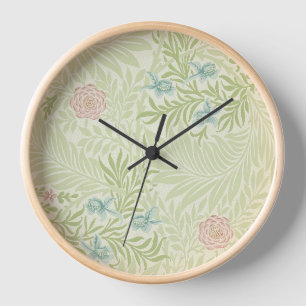 William Morris - Larkspur - Pink Flowers & Leaves Clock