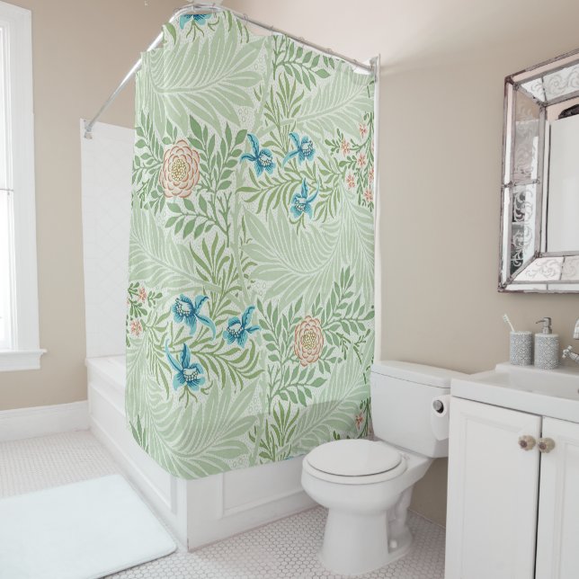 William Morris Larkspur Shower Curtain (In Situ)