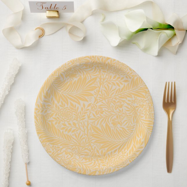 William Morris Larkspur yellow paper plates  (Wedding)