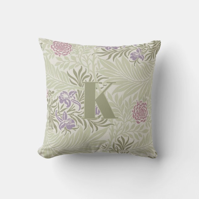 William Morris Lavender & Pink Larkspur Pattern Cushion (Front)