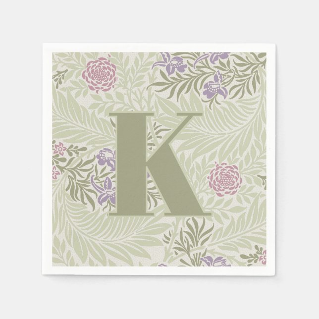 William Morris Lavender & Pink Larkspur Pattern Napkin (Front)