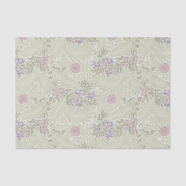 William Morris Lavender & Pink Larkspur Pattern Tissue Paper (Front)