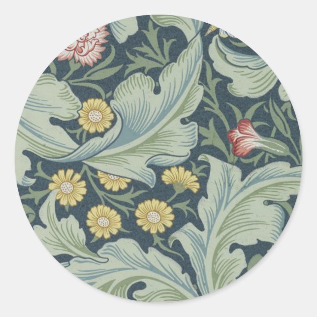 William Morris Leicester Leaves Flowers Carnation Classic Round Sticker (Front)