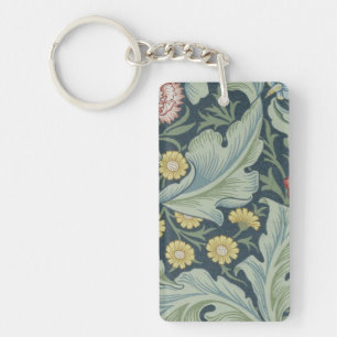 William Morris Leicester Leaves Flowers Carnation Key Ring