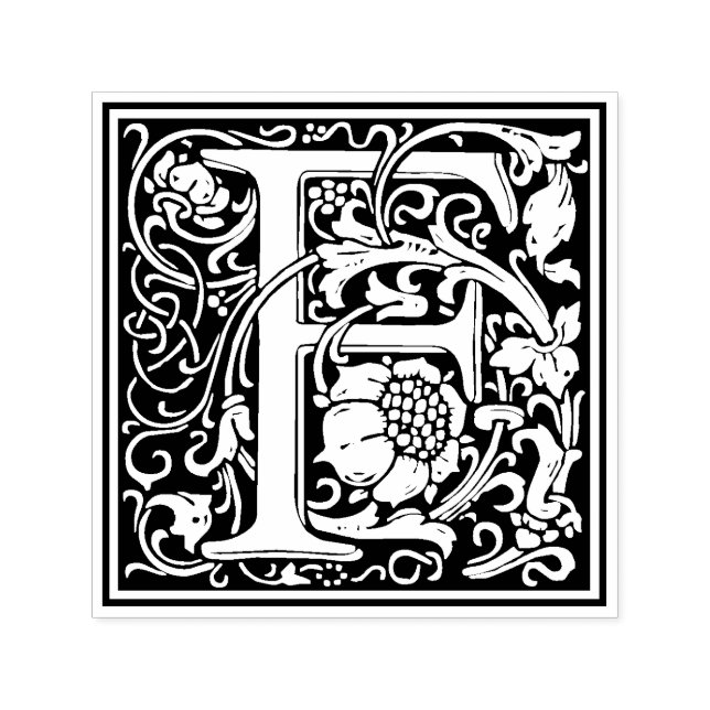 William Morris Letter F Victorian Floral Stamp (Design)