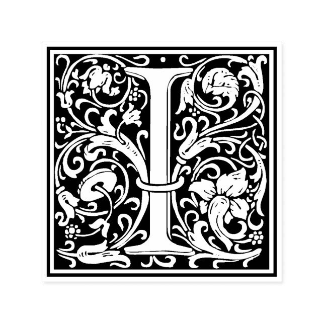 William Morris Letter I Victorian Floral Stamp (Design)