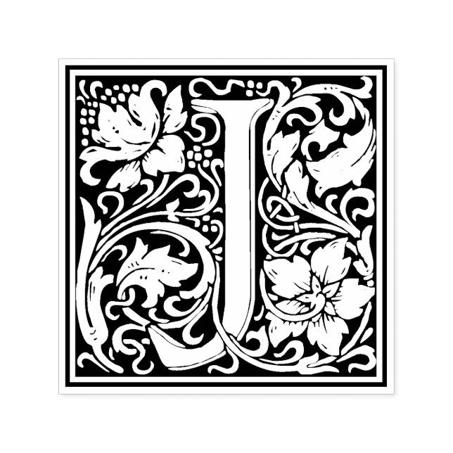 William Morris Letter J Victorian Floral Stamp (Design)