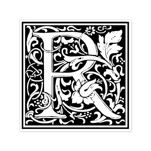 William Morris Letter R Victorian Floral Stamp (Design)