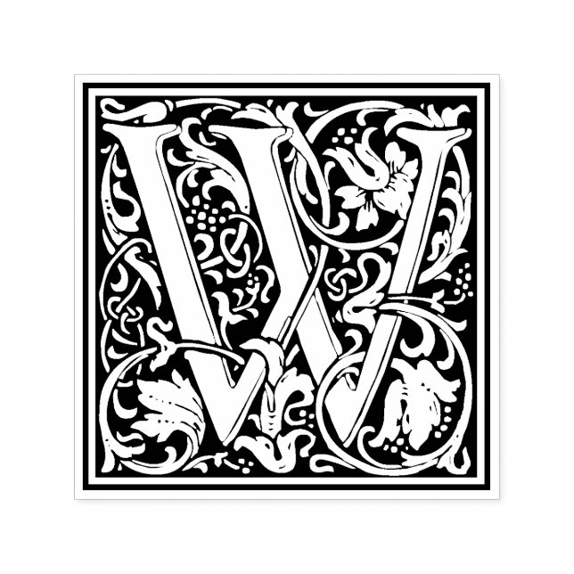 William Morris Letter W Victorian Floral Stamp (Design)