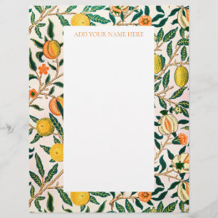 WILLIAM MORRIS LETTERHEAD WITH POMEGRANATE DESIGN