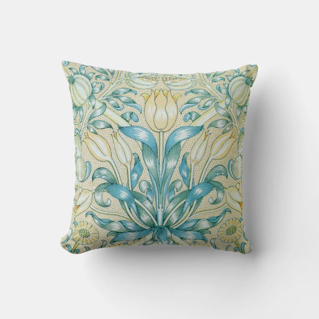 William Morris Lily and Pomegranate Floral Cushion (Front)