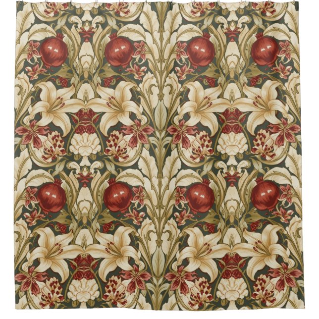 William Morris Lily and Pomegranate Floral pattern Shower Curtain (Front)