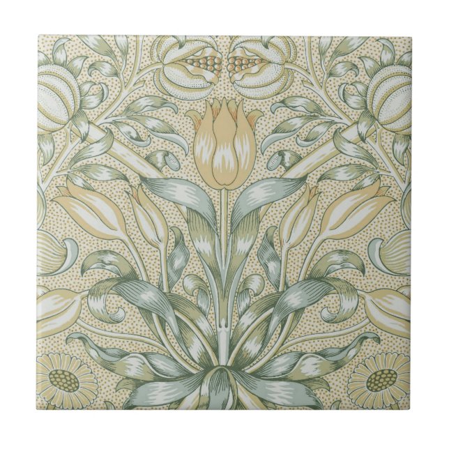 William Morris Lily and Pomegranate Flower Classic Ceramic Tile (Front)