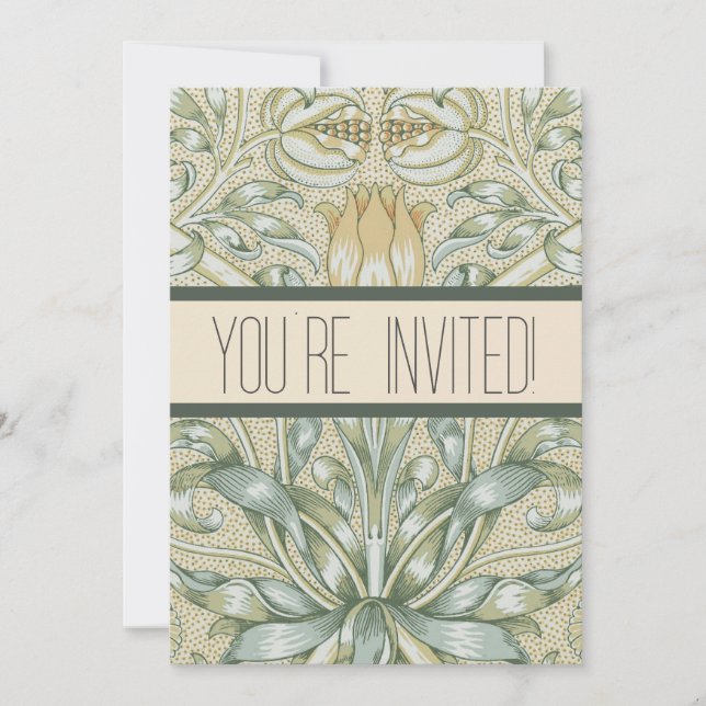 William Morris Lily and Pomegranate Flower Classic Invitation (Front)