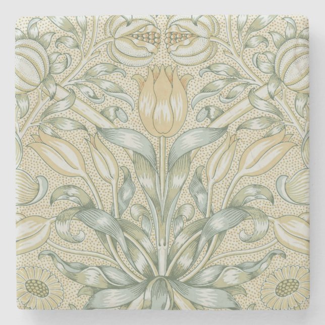 William Morris Lily and Pomegranate Flower Classic Stone Coaster (Front)