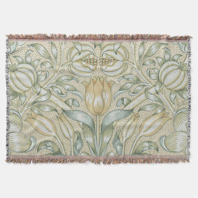 William Morris Lily and Pomegranate Flower Classic Throw Blanket (Front)