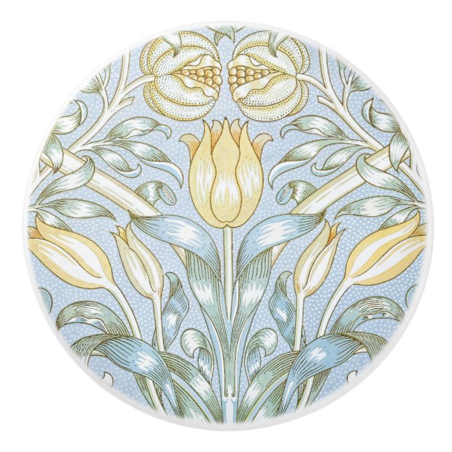 William Morris Lily and Pomegranate Flower Pattern Ceramic Knob (Front)
