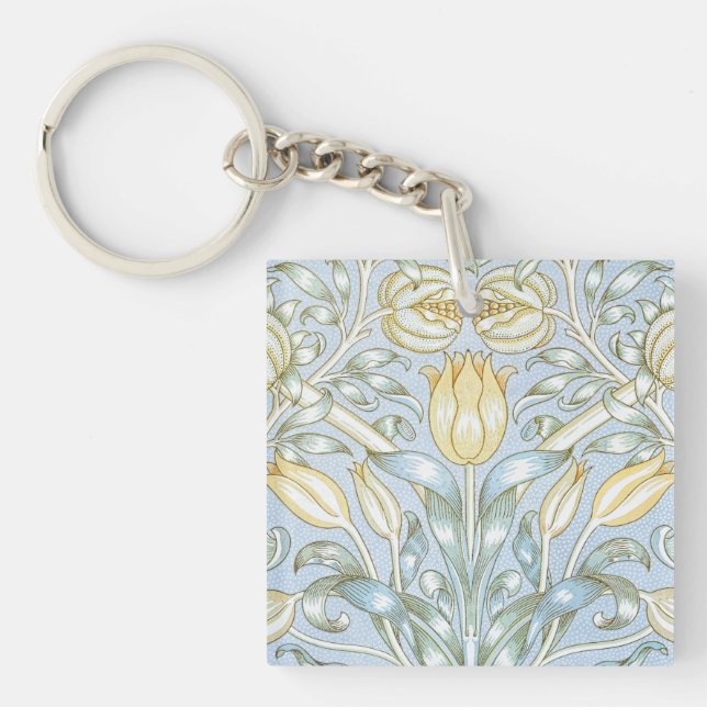William Morris Lily and Pomegranate Flower Pattern Key Ring (Front)