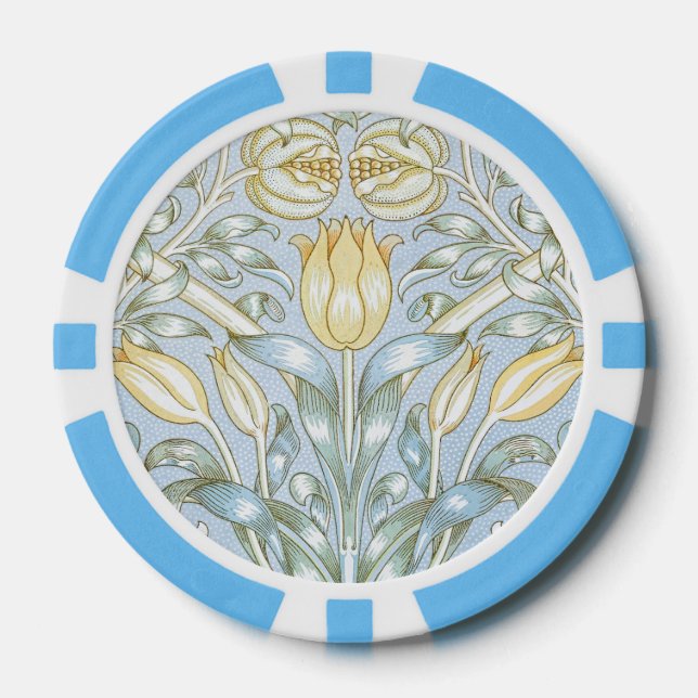 William Morris Lily and Pomegranate Flower Pattern Poker Chips (Front)