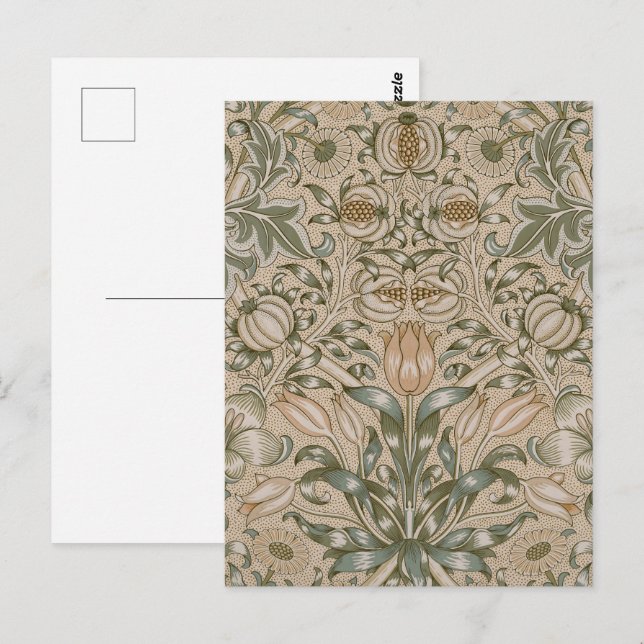 William Morris Lily and Pomegranate Flower Pattern Postcard (Front/Back)
