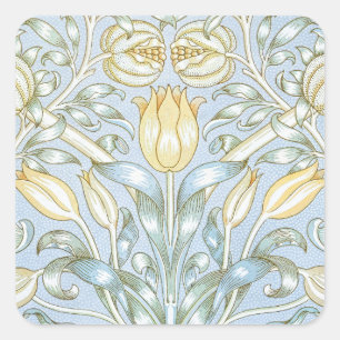 William Morris Lily and Pomegranate Flower Pattern Square Sticker