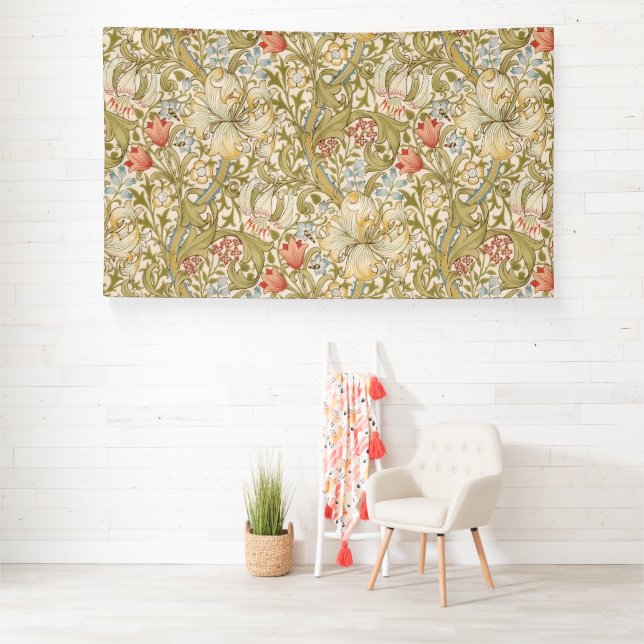 William Morris Lily Art Nouveau Floral Banner (Insitu)
