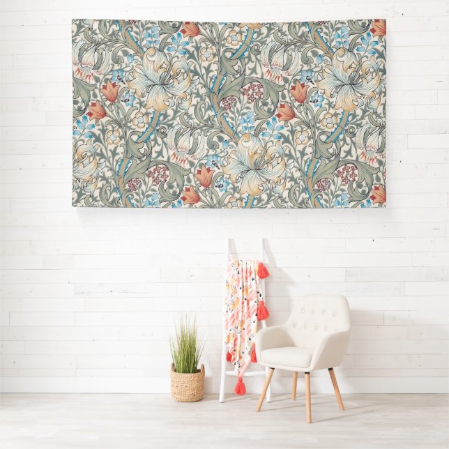 William Morris Lily Art Nouveau Floral Banner (Insitu)