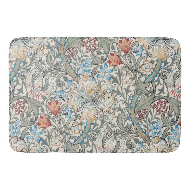 William Morris Lily Art Nouveau Floral Bath Mat (Front)