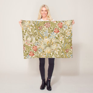 William Morris Lily Art Nouveau Floral Pattern Fle Fleece Blanket