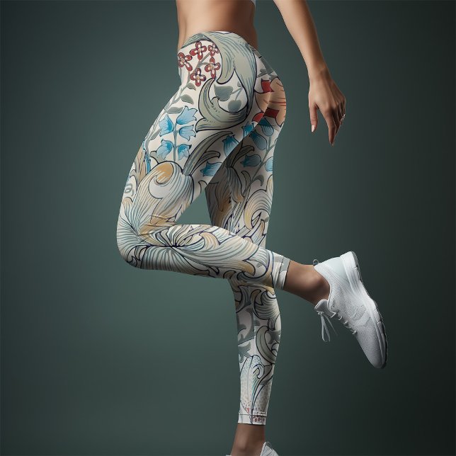 William Morris Lily Art Nouveau Floral Pattern Leg Leggings (Creator Uploaded)