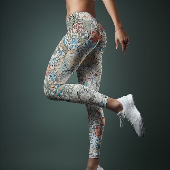 William Morris Lily Art Nouveau Floral Pattern Leg Leggings (Creator Uploaded)