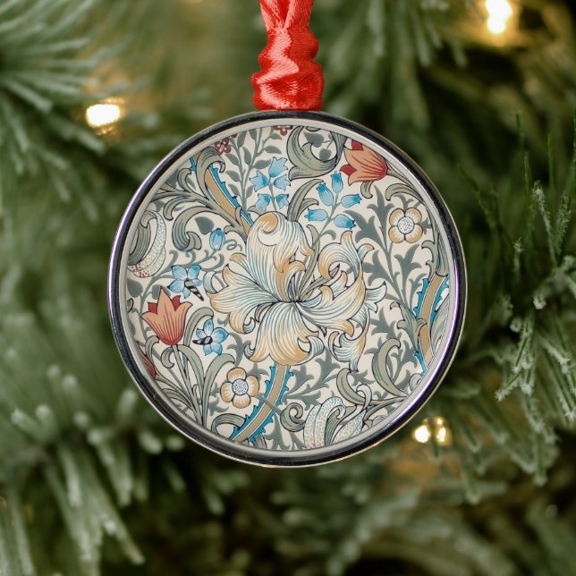 William Morris Lily Art Nouveau Floral Pattern Met Metal Ornament (Tree)