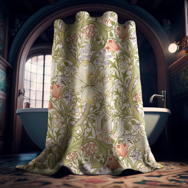 William Morris Lily Art Nouveau Floral Pattern Sho Shower Curtain (Creator Uploaded)