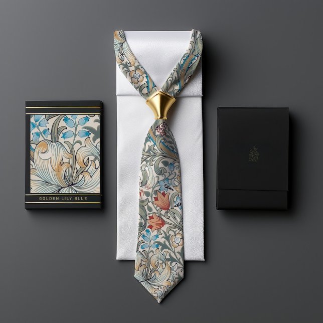 William Morris Lily Art Nouveau Floral Pattern Tie (Creator Uploaded)