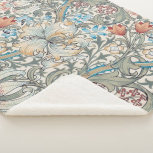 William Morris Lily Art Nouveau Floral Sherpa Blan Blanket