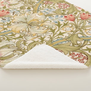 William Morris Lily Art Nouveau Floral Sherpa Blanket