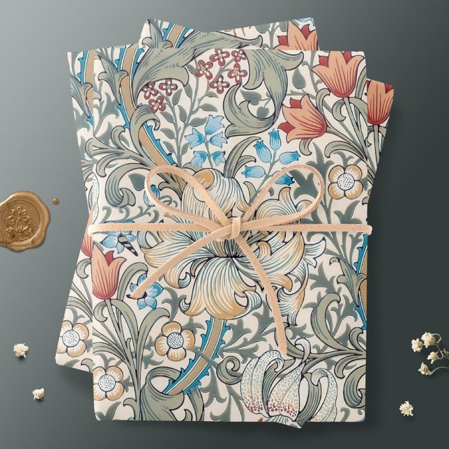 William Morris Lily Art Nouveau Floral Wrapping Pa Wrapping Paper Sheet (Creator Uploaded)