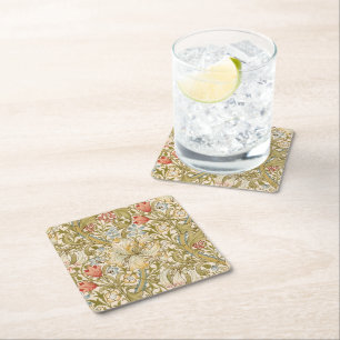 William Morris Lily Art Nouveau Square Paper Coaster