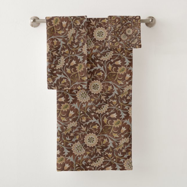 William Morris Little Flower Carpet Bath Towel Set (Insitu)