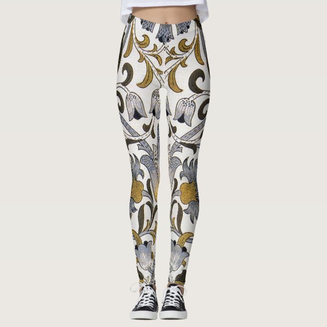 William Morris Lodden floral flower Leggings (Front)