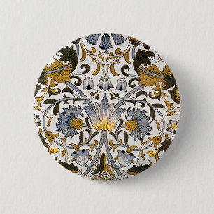 william morris lodden floral flower textile 6 cm round badge
