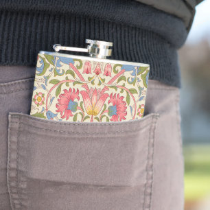 William Morris Lodden floral flower wallpaper Hip Flask