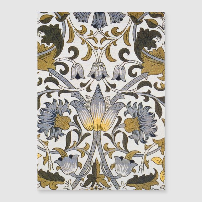William Morris Lodden Floral Pattern: Blue Gold  (Front)