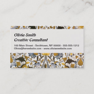 William Morris Lodden Floral Pattern: Blue Gold  Business Card