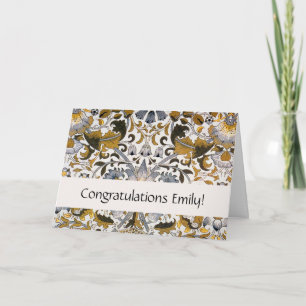 William Morris Lodden Floral Pattern: Blue Gold Card