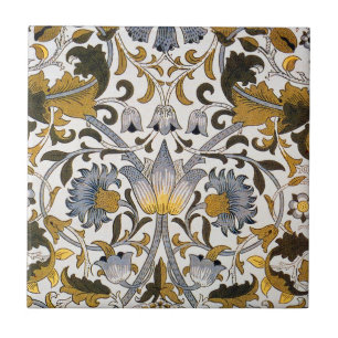 William Morris Lodden Floral Pattern: Blue Gold Ceramic Tile