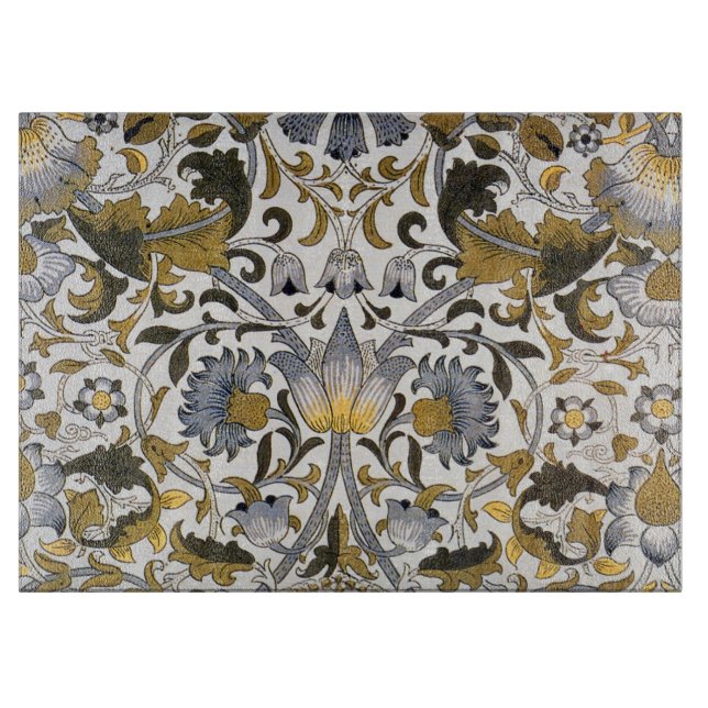 William Morris Lodden Floral Pattern: Blue Gold  Cutting Board (Front)