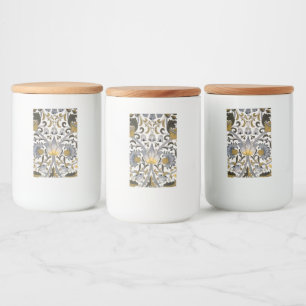 William Morris Lodden Floral Pattern: Blue Gold Food Label