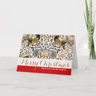William Morris Lodden Floral Pattern: Blue Gold Holiday Card